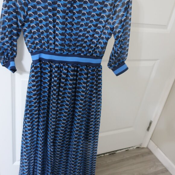 Blue Pattern Maxi Dress S EUC - Picture 7 of 7